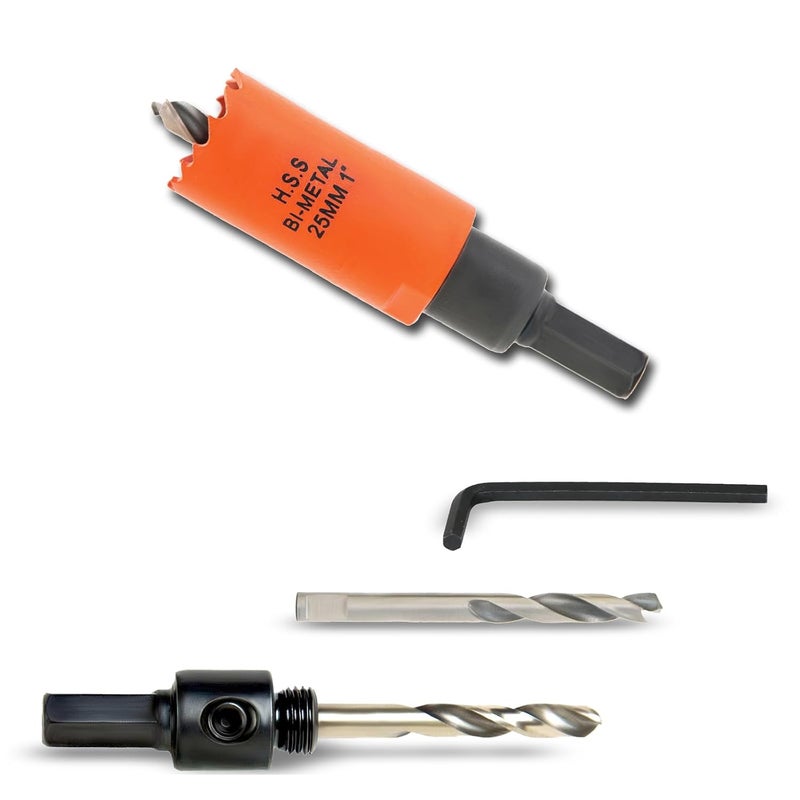 VIKITON 1 inch Hole Saw with Arbor for Cutting Metal Wood and Plastic, 25mm Bi-Metal Hole Cutter for Different Project with Smooth and Flat Drilling Edge, Fast Chip Removal, Handy Hole Saw Kit Set - Image 1